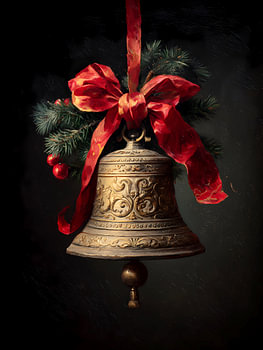 Vintage kerstbel op een zwarte achtergrond