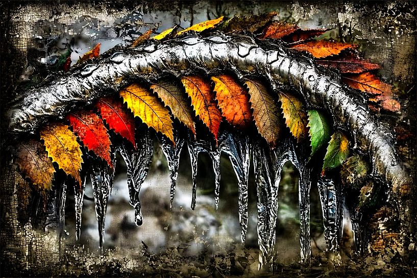 Feuilles d'automne avec glace scintillante par Imperial Art House