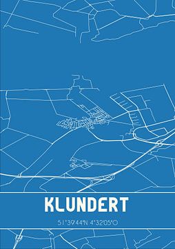 Blauwdruk | Landkaart | Klundert (Noord-Brabant) van MijnStadsPoster