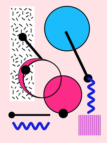 Elité – Kleurrijke Abstracte Pop Art met Cirkels en Golven