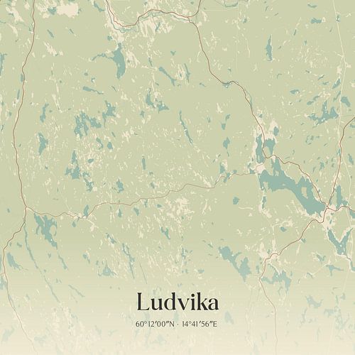 Alte Karte von Ludvika, Schweden.