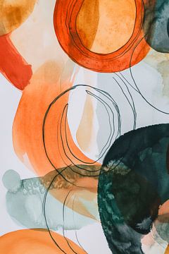 L'art abstrait de l'aquarelle dans des tons chauds sur Poster Art Shop