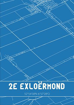 Blauwdruk | Landkaart | 2e Exloërmond (Drenthe) van Rezona