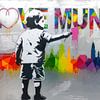 Banksy Hommage Litte Boy Brush Skyline - Love Munich von Team W 32 Gallery