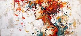 Couronne orange abstraite | Urban Art Woman sur Peintures accrocheuses