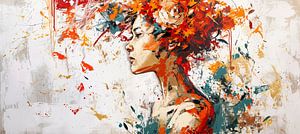Orange Crown Abstrakt | Urban Art Frau