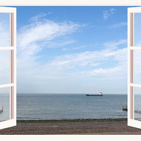 View of the North Sea seen from the window and the Westkappelse Zeedijk near Westkapelle (Zeeland) by Fotografie Jeronimo