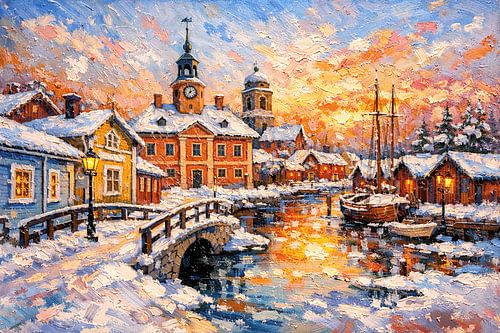 Rauma in Finland, een impressionistisch schilderij.