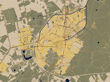 Carte d'Assen dans le style de Gustav Klimt sur Maporia