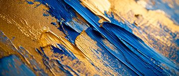 Goldene und blaue Farbstrukturen – Abstrakt von Poster Art Shop