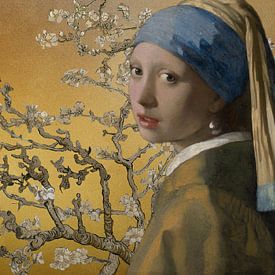 Das Mädchen mit dem Perlenohrring - Mandelblüte von Digital Art Studio