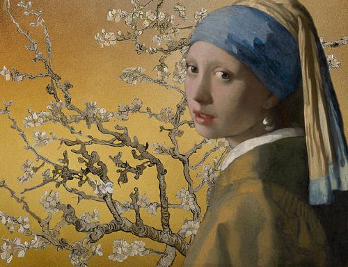 Girl with a Pearl Earring -Amandel Blossom by Digital Art Studio