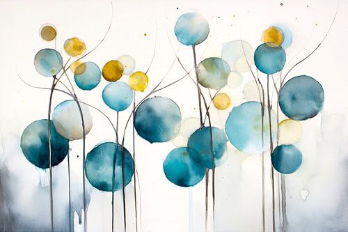 Abstracte bomen in aquarel