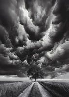 Einsamer Baum im Gewitter