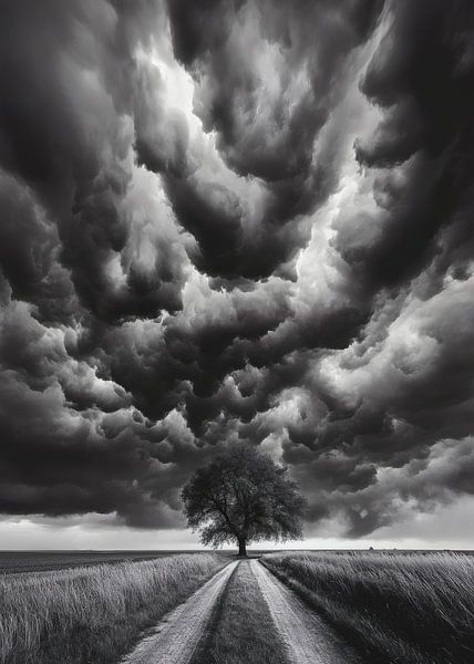 Einsamer Baum im Gewitter von HyggeHavn
