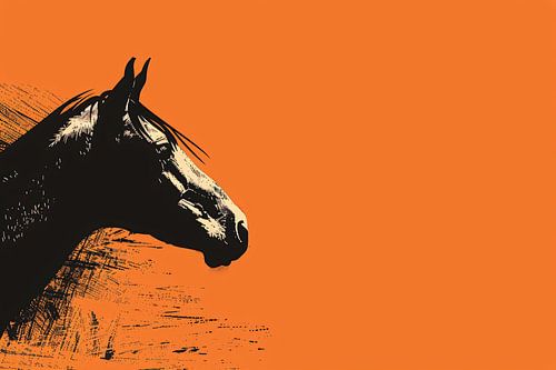 Paard op oranje achtergrond