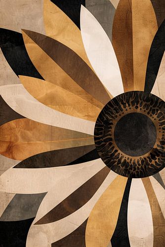 Sepia Zonnebloem Abstract Art Deco Design