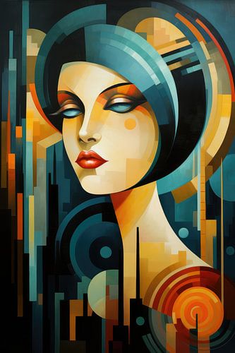 Abstract art deco style with a beautiful woman