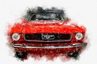1966 Ford Mustang Convertible Digital Painting in Watercolor by Andreea Eva Herczegh thumbnail