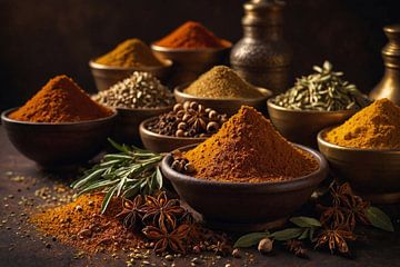 Oriental spices in a kitchen by Jan Bouma