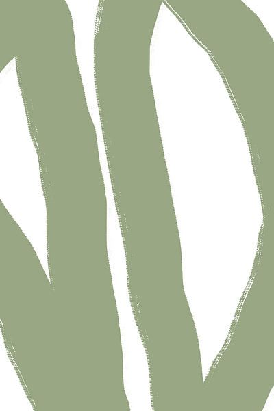 Modern abstract minimalist shapes and lines in green on white VIII by Dina Dankers