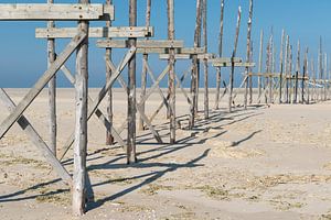 Aanlegsteiger op de zandplaat de Vliehors op het eiland Vlieland