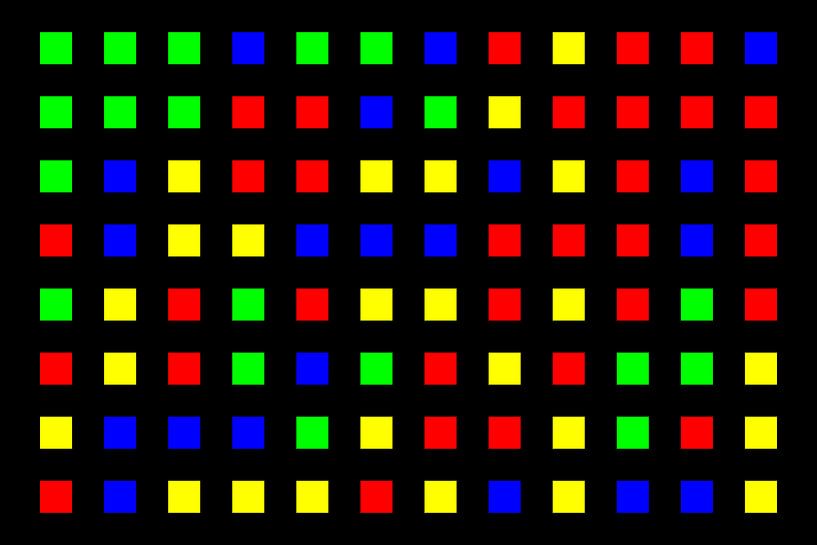 Verschachtelt | Mittig | 12x08 | N=01 | Random #03 | RGBY von Gerhard Haberern