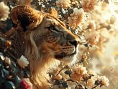Majesty in Bloom - The Lion and the Roses by Eva Lee thumbnail