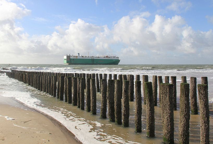 Ship spotted from Zoutelande beach by Jose Lok
