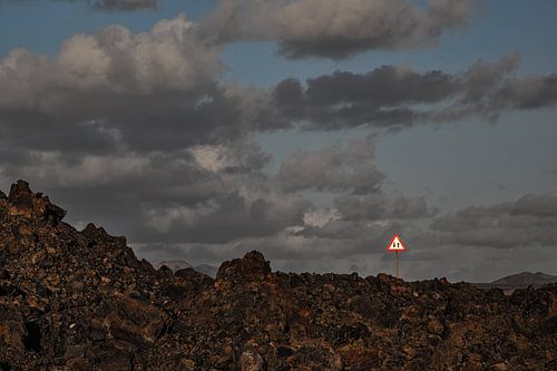 Volcanic road sign