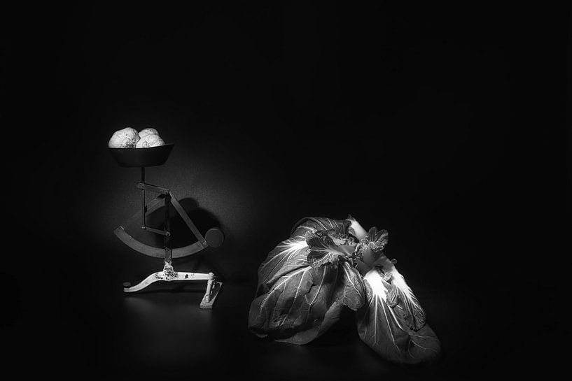 Still life In B&amp;W with pak choi and lemons . by Saskia Dingemans Awarded Photographer