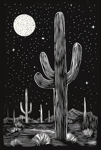 Cactus bij volle maan