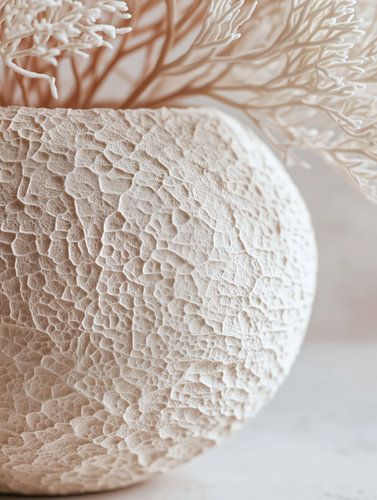 Koraal kant keramische vaas