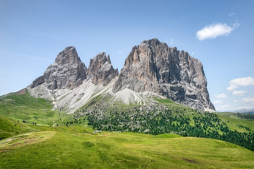 Sassolungo Langkofel Mountain View from Sella Pass Val Gardena