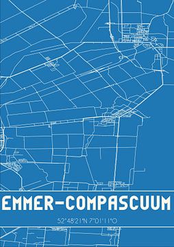Blauwdruk | Landkaart | Emmer-Compascuum (Drenthe) van Rezona