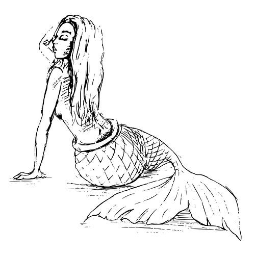 Pentekening van prachtige zeemeermin