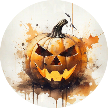 Gedompeld in schaduwen, gewekt door griezeligheid: pompoenkunstwerk voor Halloween-nachten III van ArtDesign by KBK