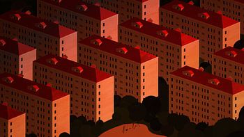 Wohnblöcke in Shanghai bei Sonnenuntergang