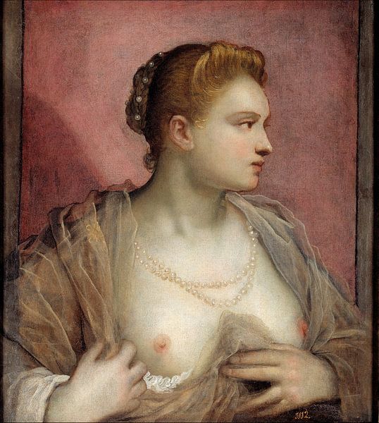 Jacopo Tintoretto. Porträt einer Frau, 1550 von 1000 Schilderijen