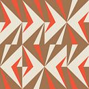 Retro geometrie met driehoeken in Bauhaus-stijl in bruin, oranje van Dina Dankers thumbnail