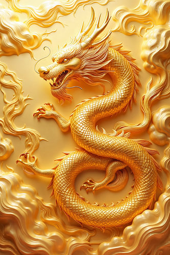 Fantasy Wall Art & Poster: IMPERIAL GOLD DRAGON – The Chinese Dragon