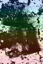 Moderne abstrakte Neon- und Pastellfarben mit Farbverlauf in Rosa, Grün, Blau und Rostbraun von Dina Dankers