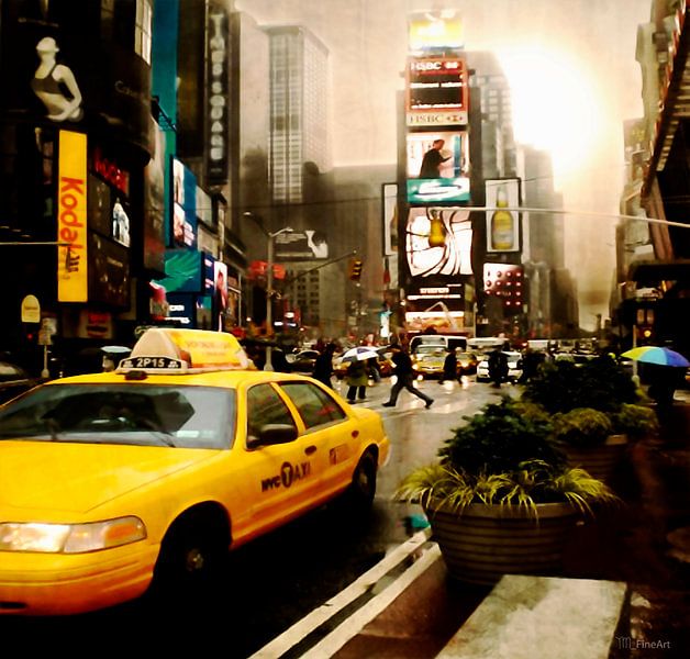Yelow Cab - Time Square New York van Yvon van der Wijk