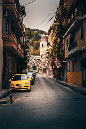 Een straat van Zakynthos stad. Misschien wel het beroemdste uitzicht in deze Grishchen stad op het I