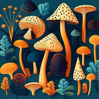Oranje en blauwe champignons