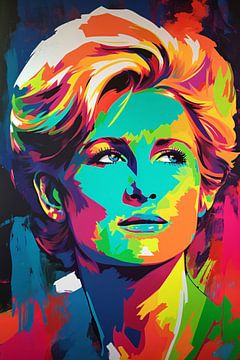 Princess Diana  Explosie van Kleur in Modern Portret van De Muurdecoratie