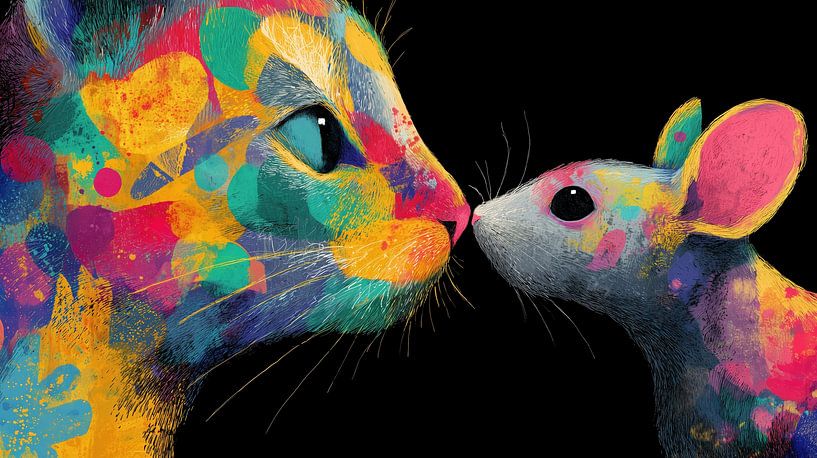 Abstract mouse and cat love panorama by TheXclusive Art