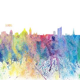 Leipzig Allemagne Skyline Silhouette Splash impressionniste