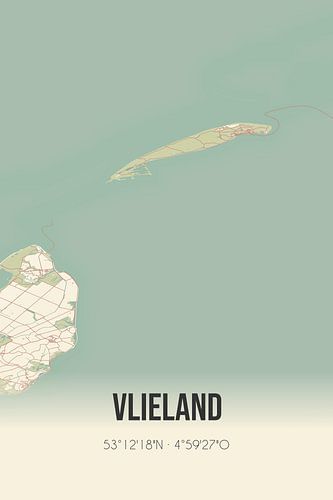Vintage landkaart van Vlieland (Fryslan)