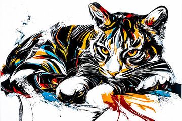 Abstracte kleurrijke kat illustratie van Imperial Art House